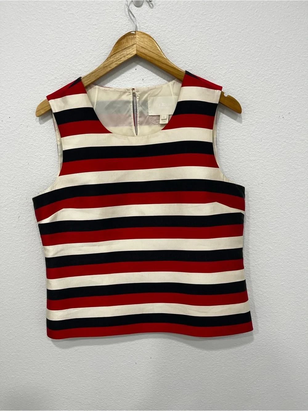 J. Crew Striped Sleeveless Tank Top - Red, Black & Cream